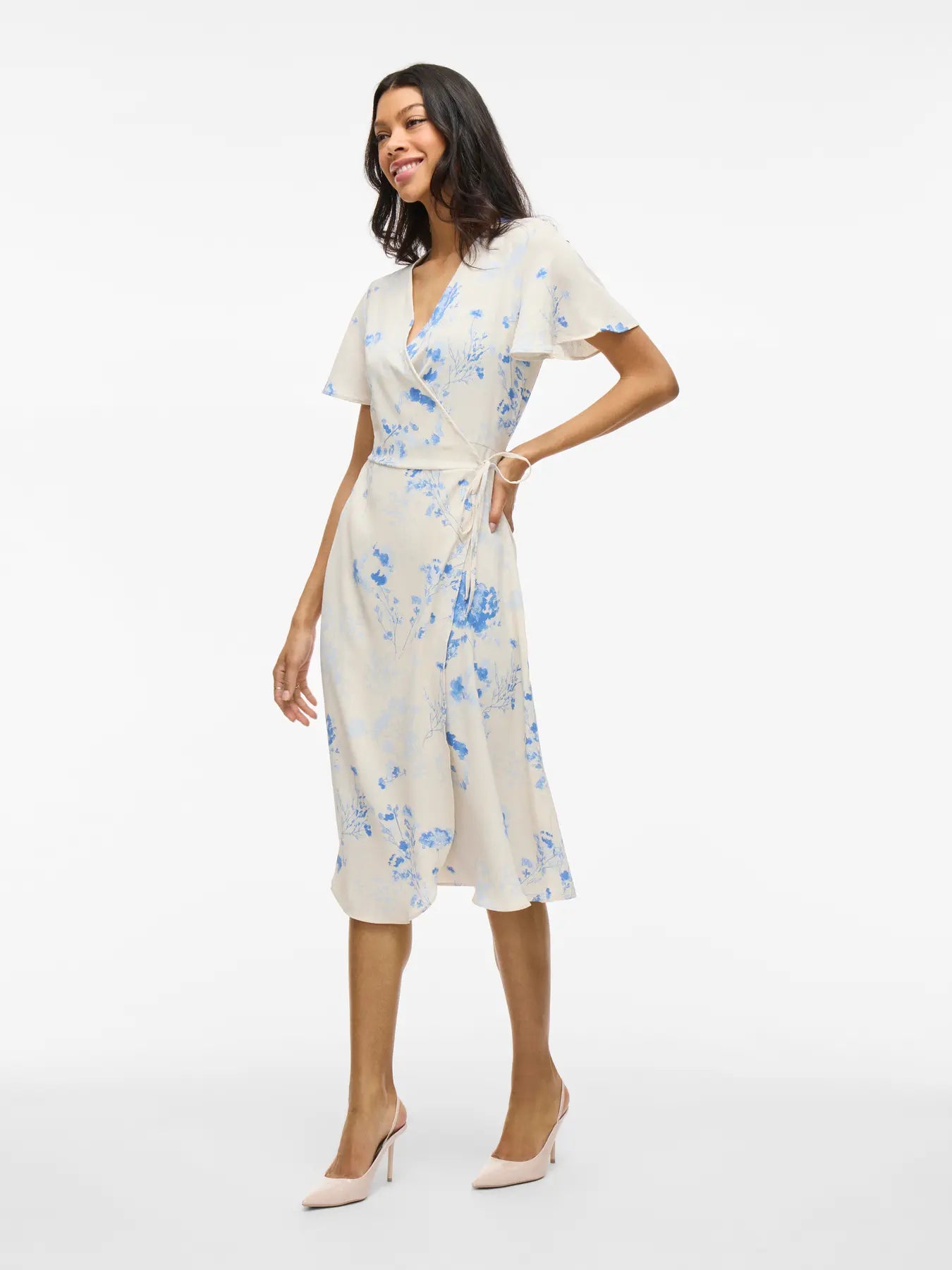 Linen Wrap Dress Floral