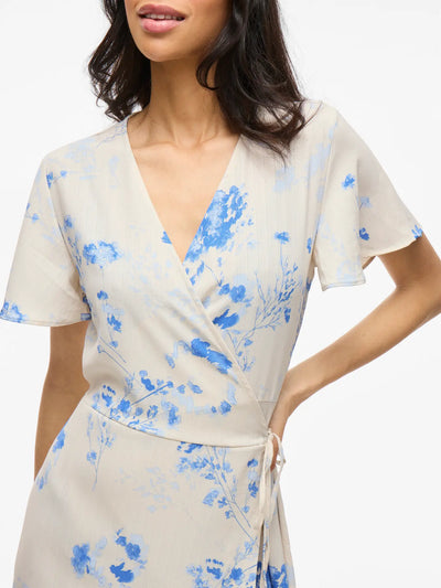 Linen Wrap Dress Floral