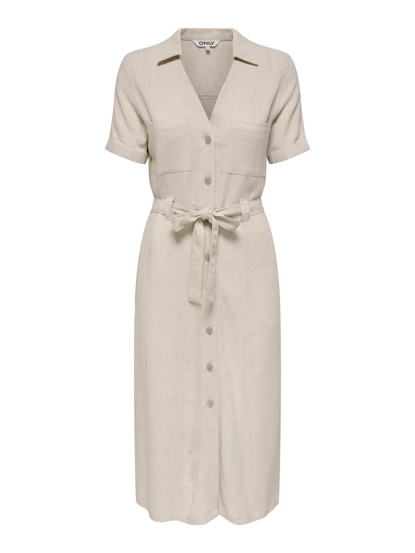 Linen shirt dress beige