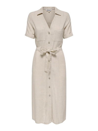 Linen shirt dress beige