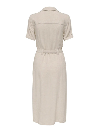 Linen shirt dress beige