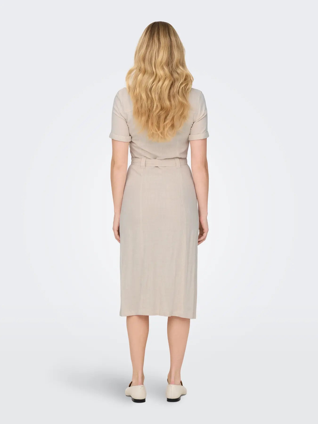 Linen shirt dress beige