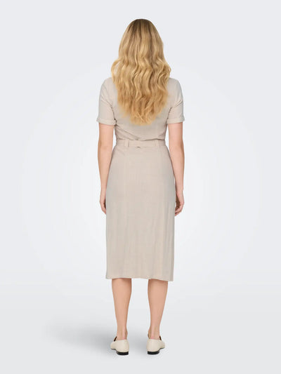 Linen shirt dress beige