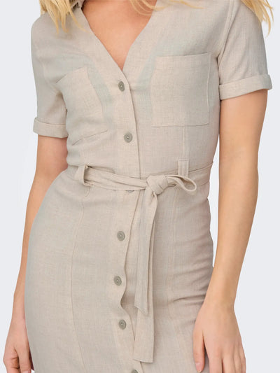 Linen shirt dress beige