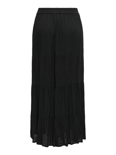 Broiderie Panel Maxi Skirt Black