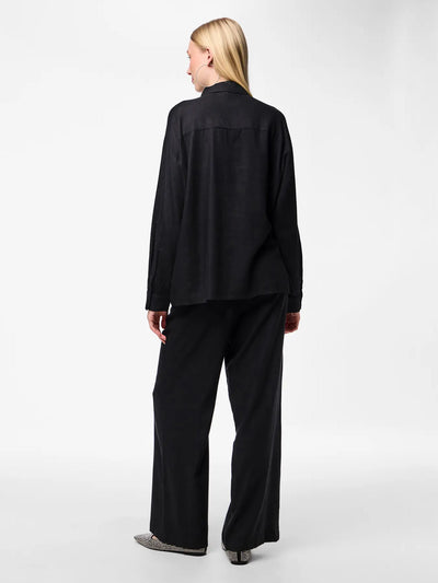 Loose Linen Blouse Black