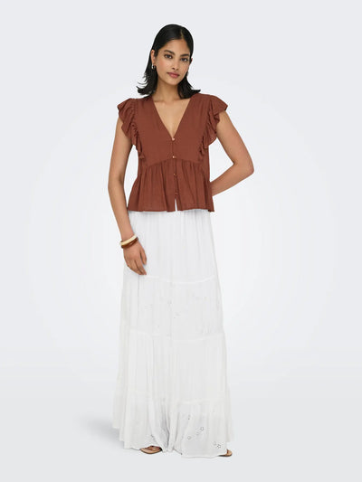Broiderie Panel Maxi Skirt White