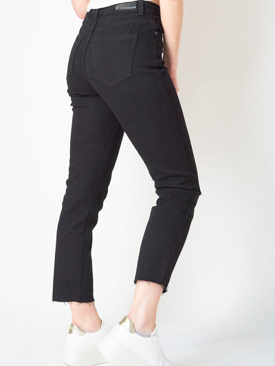 Only Mum Jeans Black Raw Hem